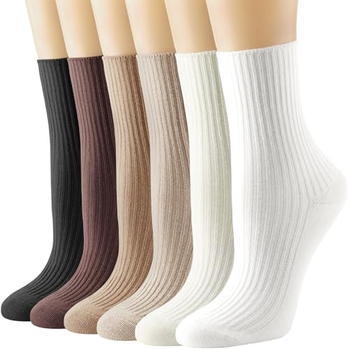 DRESHOW Calzini da Donna in Cotone Neutro Graziosi Calzini Sportivi Estetici per Abbigliamento Casual Calzini Pieghettati