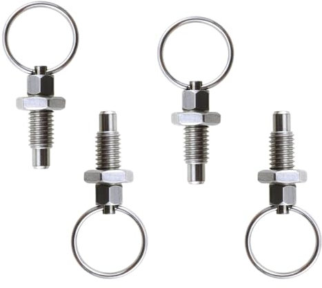4 unidades de émbolo de resorte con anillo de tracción, pasador de resorte de liberación rápida M12, sin bloqueo, émbolo retráctil de mano gruesa para equipos industriales