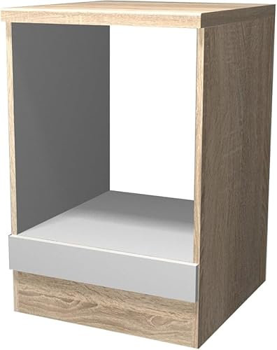 Flex Well Herdumbauschrank - 60 cm breit - Hochglanz Weiß Sonoma Eiche