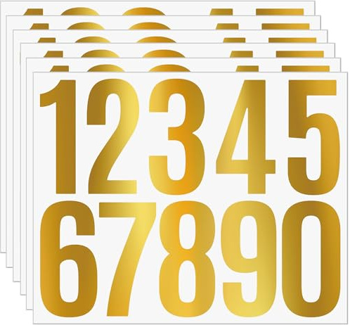 60PCS 3 Inch Gold Vinyl Number Stickers – Waterproof Adhesive Numbers 0-9 for Mailbox, DIY Crafts, Address Labels, Door Signs, Event Decor, Party Supplies(Golden)