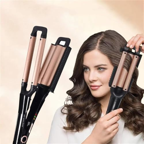 UUE Lockenstab, Welleneisen für haare, 2-in-1 Wellenstab: Beach, natürlich Wellen, Wasserwellen, Mermaid-Waves, große und kleine Locken Lockeneisen, Turmalin-Keramik-Glasbeschichtung Hair Curler