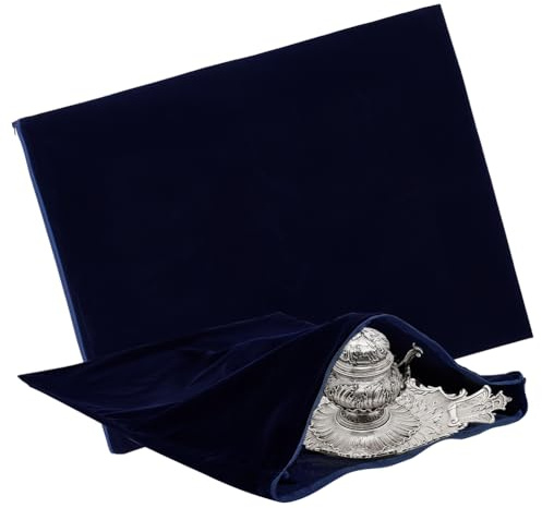 PH PandaHall 2pz 78x61.5cm Sacchetti Portaoggetti Argento Sacchetti Portaoggetti per Posate Sacchetto Portagioie con Cerniera per Vassoi Piatti Portagioie, Blu Scuro