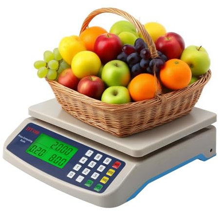Waage Küchenwaage 30kg, Digitale Küchenwaage mit LCD-Display, Zähl Tara und Hold-Funktion, Multifunktions-Lebensmittelwaage mit PCS Zählwaage, 3 Einheiten Konvertierung, für Geschäften Küchen Lager