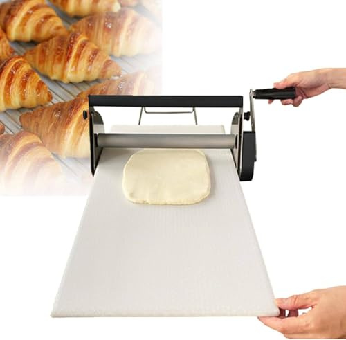 ZHJOPP Sfogliatrice Pieghevole, sfogliatrice Manuale in Acciaio Inox, Macchina per Pasta sfoglia a manovella, Spessore Regolabile, Adatta per Pizza da Forno,Croissant,crostate all'uovo (Model400)