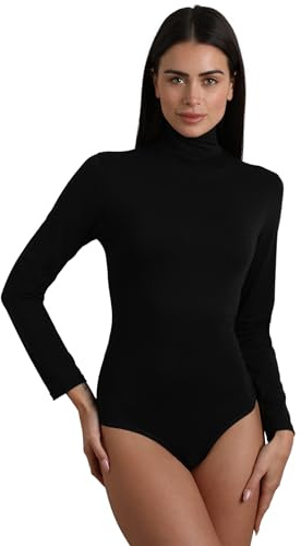 Lovable Maglia Manica Lunga Body con Collo Alto Lupetto in Tessuto Thermaltech - Cotone e Viscosa Elasticizzati, Traspirante - Maglieria Donna