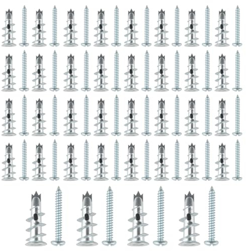 80 Stück Gipskartondübel und Rigipsdübel mit Schrauben，rigips dübel，Selbstbohrende Metall Hohlraumdübel für Rigips, Trockenbau(dübel)，Befestigung in Gipskarton, Beton, Stein, Ziegeln