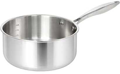 TeCuisine - Casserole Inox 18/10 Triply – 20 cm – Sans Revêtement – Sans PFAS, PFOA, PTFE – Compatible Tous Feux Dont Induction – Manche Riveté Froid – Cuisson Saine et Durable