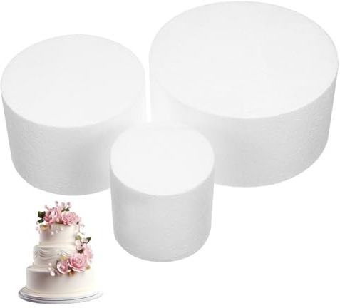 OSALADI 3pezzi Base per Torta in Schiuma Torte Finte Rotonde Tre Piani di Manichini per Torte Nuziali Modelli per Decorare da Esposizione