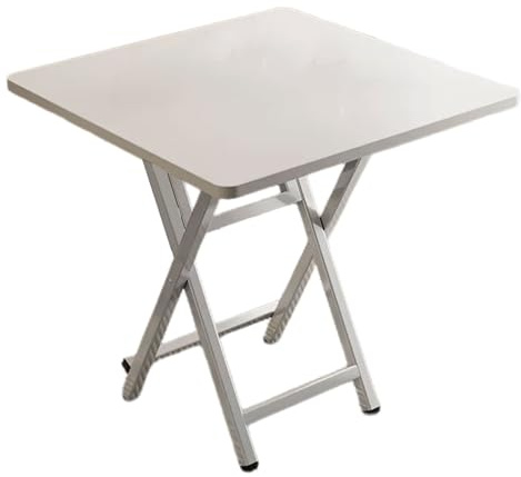 Tragbarer faltbarer Esstisch, platzsparender kleiner Küchentisch, praktischer künstlicher Nähtisch für kleine Räume, Weiß (80 x 80 x 72 cm)