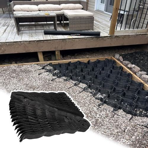 Stabilisateur de Gravier Grille de Stabilisation de Gravier - Pavage Géocellulaire Pliable en Nid D'abeille de 5 cm D'épaisseur, Allée, Parc, Pente, Coteau, Garage, Pavés(1m x 3m (3.3ft x 10ft))