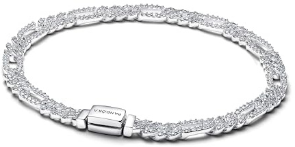 PANDORA Damenarmband Silber Ovale Panzerkette mit Zirkonia 594227C01