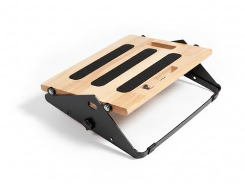MSZERONE Poggiapiedi da scrivania ergonomici in altezza regolabile per scrivanie basso movimento morbido con ruote, suola base in legno e acciaio, design minimalista ed elegante, ideale per la casa e
