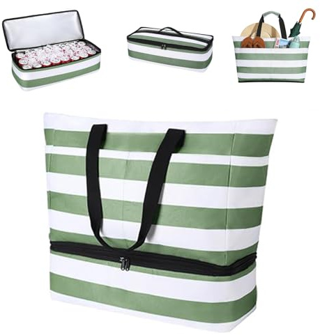 LCSHENGMIN Stor badväska strandväska, 50 x 29 x 49 cm, strandväska XXL familj med kylfack, badväska med våtfack, för resor, fitness