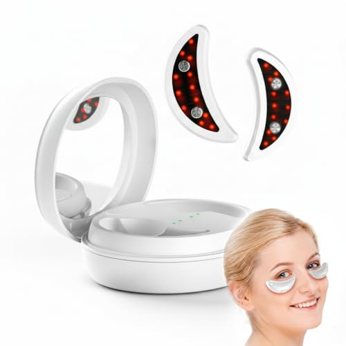 High-Performance EMS & Rotlicht Augen-Tech - 660nm LED Phototherapie & Mikrostrom Modul - Präzisions-Augenmassagegerät zur Minderung von orbitalen Schwellungen - USB-C Charging Case & Smart Timer