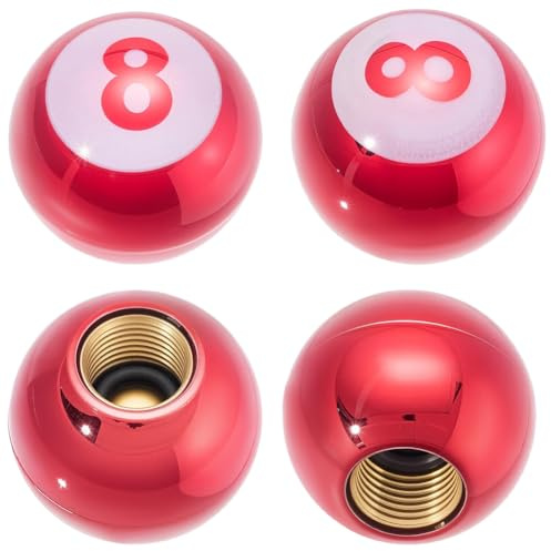 SOFPLATE 4Pcs Red 8 Ball Valve Stem Caps Tire Valve Caps with 7mm Universal Copper Core Fit Dustproof Round Wheel Tire Stem Covers for Cars SUV Trucks Bikes Motorcycles Bicycles Decoration Accessories