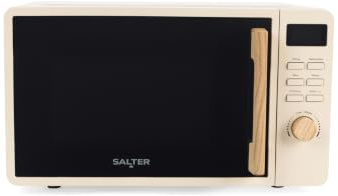 Salter Malmo Microwave Oven, 20 L, 800 W, Digital, Stone | 8 Cooking Presets, Defrost Function, LED Display With Clock, 60-Minute Timer, 27 Cm Glass Turntable, Easy-Clean Interior