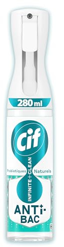 Cif Infinite+Clean Spray Antibactérien Nettoyant Multi Surface 280ml | Élimine 99,99% des virus et bactéries, technologie aux probiotiques pour un produit entretien maison actif jusqu'à 3 jours