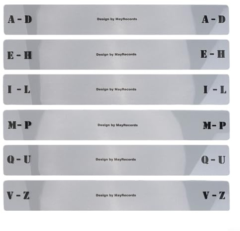 6 tarjetas de índice del alfabeto acrílico transparente para discos giratorios de CD y clasificación y almacenamiento de discos de vinilo LP (tarjetas horizontales LP)
