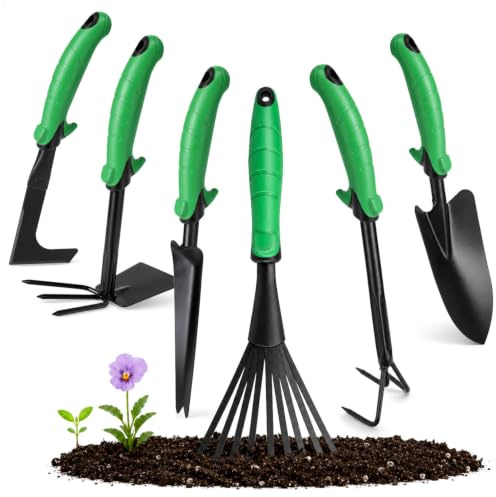 com-four® 6 pezzi set da giardinaggio con raschietto per fughe, paletta
