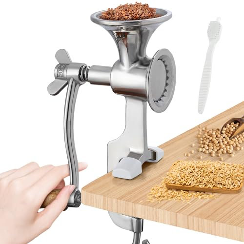 CGOLDENWALL Manual Grain Grinder Poppy Seeds Mill Hand Operated Nut Coffee Spice Grinder- Fineness Adjustable- 304 Stainless Steel
