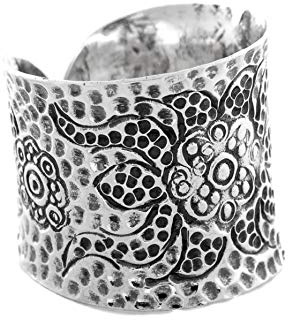 Windalf Breiter Wikinger Frauen Ring LUNA h: 2.1 cm Statement Ring 925 Sterlingsilber (Silber, 66 (21.0))