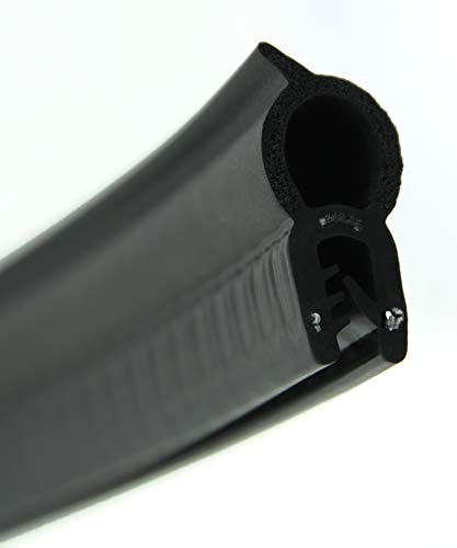 SMI-Dichtungsprofil DO27 für 1-2,5mm EPDM Moosgummi/Vollgummi mit Stahleinlage selbstklemmend ohne Kleber - Kantenschutz mit Dichtung oben, Kantenschutzdichtprofil für Auto, Kofferraum (3 m)