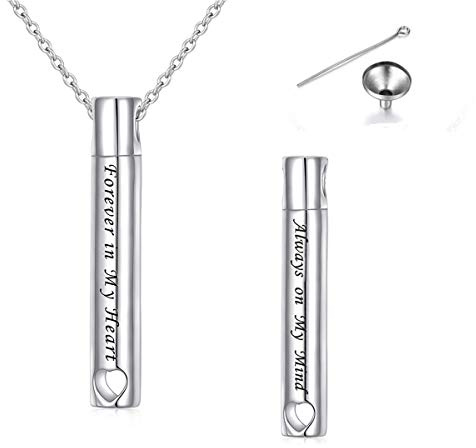 Flyow Urn Necklaces for Ashes for Women Cremation Jewelry 925 Sterling Silver Eternity Memorial Ashes Keepsake Pendant Adjustable Length