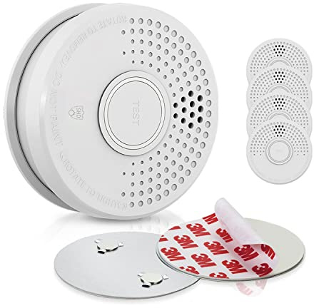 SHD by OneConcept Rauchmelder mit Magnethalterung, 5X Mini-Rauchmelder, Feuermelder mit Batterie, für Küche, Büro, Wohnwagen, 5er-Set Brandmelder Testfunktion & Stummschaltung