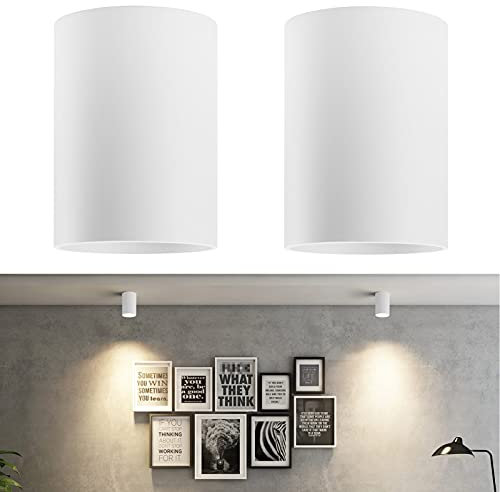Klighten 2 Pcs Faretto a Soffitto Cilindro Bianco, Attacco GU10, Faretto Tondo Alluminio Faretto Plafoniera Superficie per Cucina, Soggiorno, Corridoio, 10,5 x 14,6 cm, Lampadina non Inclusa