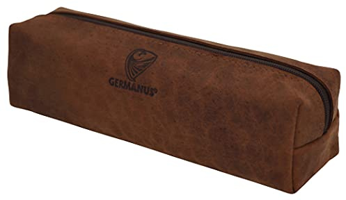 GERMANUS Federmäppchen Schlamper, Leder - Made in EU (Wildes Braun)