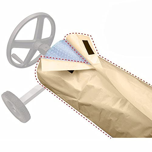 Swimming Pool Roll Cover Protector, Solar Blanket Roller Reel Waterproof Cover Sun-Screen Cover For Pools Solar Blanket, 210D, For Outdoor Heavy Duty Garden(Size:550x126cm,Color:cream color)