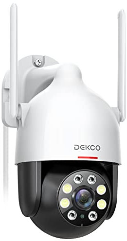 DEKCO 2K Security Camera Outdoor with Motion Tracking, Pan-Tilt 360° View, CCTV Camera, Sound-Lights Alarm, Home WiFi Camera, Color Night Vision (1-Pack)