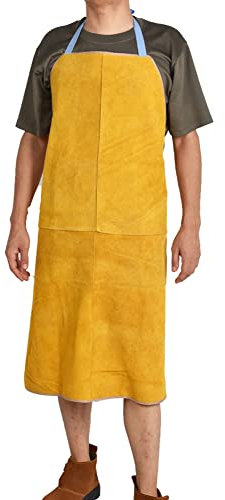 Schweißschürze Rindslederschweißschürze, Hitzebeständige Und Flammhemmende Lederschürze, Einstellbare Passform (Color : Yellow, Size : 70X100CM)