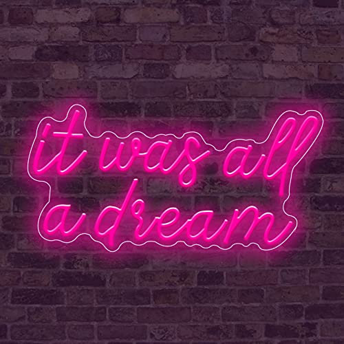DYJD LED Neonschild Nachtlicht für Wandparty Dekor Schlafzimmer Zimmer Bar Hochzeit Home Geburtstag Kunstdekoration Weihnachten Weihnachten,It was All a Dream,pink