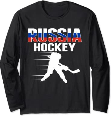Russland Eishockey Fans Trikot Russian Hockey Team Supporter Langarmshirt