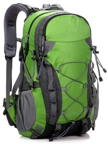 Hengqiyuan Rucksack Wasserdicht 40L Wanderrucksack Herren Damen Reiserucksack Leicht Trekkingrucksäcke, Outdoorrucksack für Reisen, Camping, Klettern, Radfahren,Grün