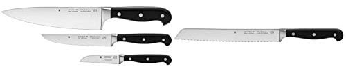 WMF Spitzenklasse Plus Messerset 3teilig Made in Germany, 3 Messer geschmiedet, Küchenmesser & Spitzenklasse Plus Brotmesser Doppelwellenschliff 31,5 cm, Brötchenmesser, XL-Griff, Klinge 20 cm