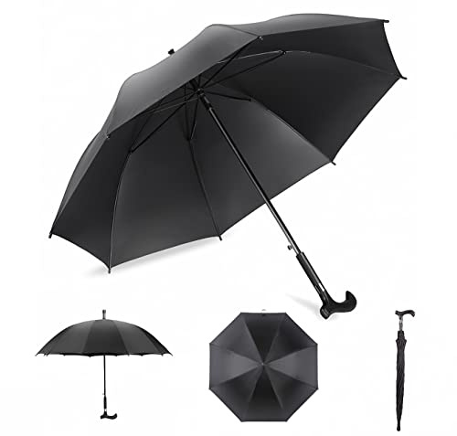 Walking Cane Umbrella, Walking Sticks Crutch Umbrella, Heavy Duty Frame,Lightweight - Windproof Umbrella Cane,Great Gift for Birthday,Christmas,Father's Day,Men,Women