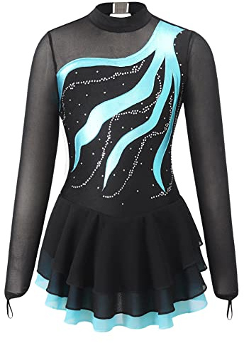 Alvivi Eiskunstlauf Kleid für Kinder Mädchen Ballettkleid Ballettanzug Gymnastikanzug Latein Tanzkleid Eislaufen Wettbewerb Tanzkleidung