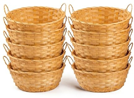 Wickerfield Bamboo Wicker Hampers With Handles Gift Hampers Retail Display Tray Bread Basket (10, Honey)