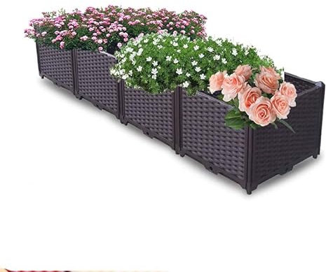 YSUEFIJO Pflanzkasten Hoch Outdoor, Pflanzbeete Garten, Hochbeet Kunststoff GroB, Blumenkasten Schmal Lang, für Gemüse, Kräuter Im Garten, Terrasse Und Balkon Deko-auch