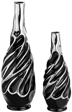 Yundu Lot de 2 vases en céramique avec motif herbe de la pampa, idéal pour le salon, l'étagère, le café, la décoration de la maison