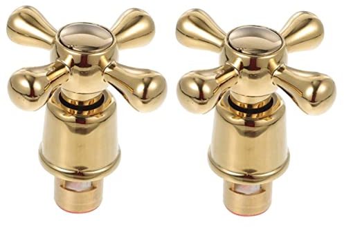 DOITOOL Faucet Handle Replacement Kit Hot Cold Faucet Handles Cross Head Tap Knob Handles for Bathroom Kitchen Sink and Bath Tap Top Replacement 1/2 Inch Ports 2 Pcs
