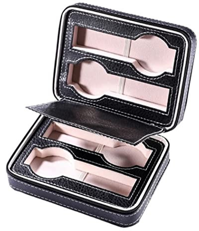 Uhrenkoffer Uhrenrolle Uhrenbox Uhrenschatulle 4 Slots Uhrendisplay Aufbewahrungsbox Tragbare Schmuckschatulle Reißverschlussbox Kohlefaser-Uhrenboxen Uhrenetui Uhren Aufbewahrungsbox ( Color : C )