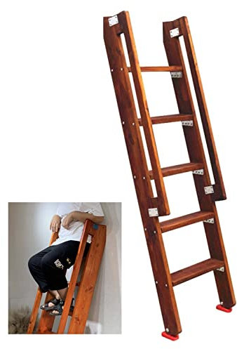 Hochbelastbare Etagenleitern mit Handgriff, Holz-Vintage-Trittleiter für Loft-Schlafzimmer und Kinderzimmer, 39,5 Zoll / 49 Zoll / 59 Zoll optional/150 cm/59 Zoll