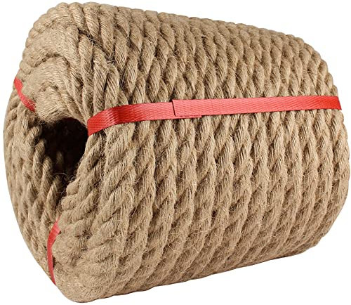 Manila Rope 1/2in x 100ft,Natural Hemp Rope Thick Large Decorative Hemp Nautical Ropes,Twisted Manila Ropes Great for Gardening,Railings,Hammock Nautical