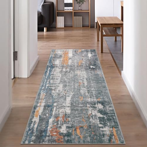 Famibay Teppichläufer, rutschfest, modern, waschbar, Küchenteppich, 65 x 180 cm, Teppichläufer für Flur, Eingangsbereich, Küche, Waschküche