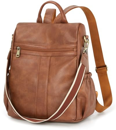 Missnine Damen Rucksack Leder Anti Diebstahl Rucksack-Geldbörse für Damenrucksack Reisetasche für Arbeit Bronze