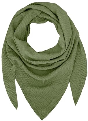 TMK Weiches und leichtes Unisex-Dreieckstuch aus 100% Baumwolle cod.9485 (Einzigartige Farbe, Militär)