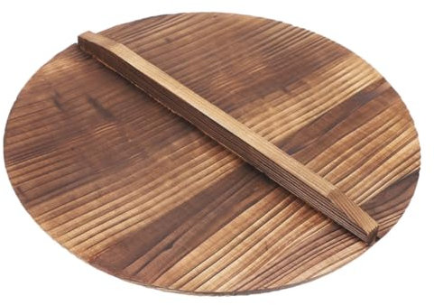 MOLUCKFU Holz Wok Deckel Anti-verbrühungspraxis Pfannenabdeckung Mit Großem Griff Schützt Vor Spritzern Bewahrt Natürlichen Geschmack Hitzebeständig Und Leicht Für Küche Und Haushalt